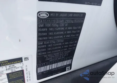 2020 Land Rover Discovery Se z USA, uszkodzony, nr VIN SALRG2RV7L2428727